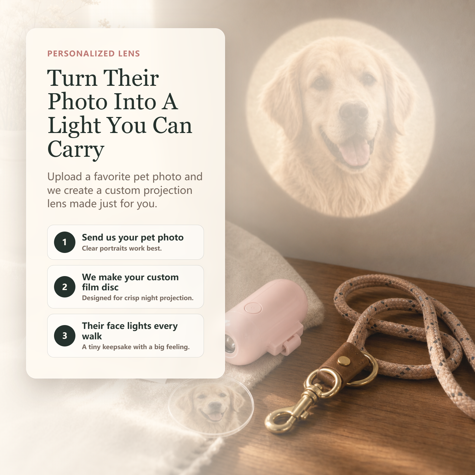 Custom Pet LED Night Projector – Personalized Dog Image Projection for Safe & Fun Evening Walks - gallery image 2