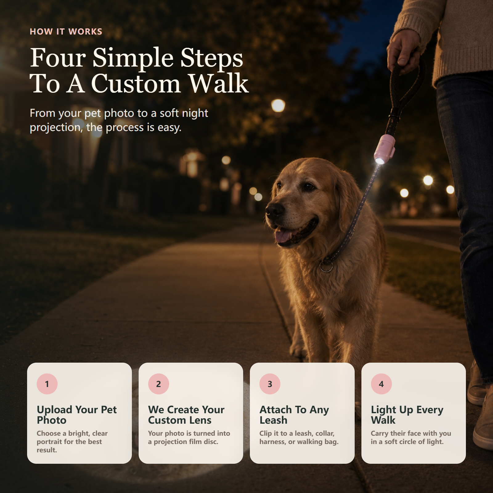Custom Pet LED Night Projector – Personalized Dog Image Projection for Safe & Fun Evening Walks - gallery image 5
